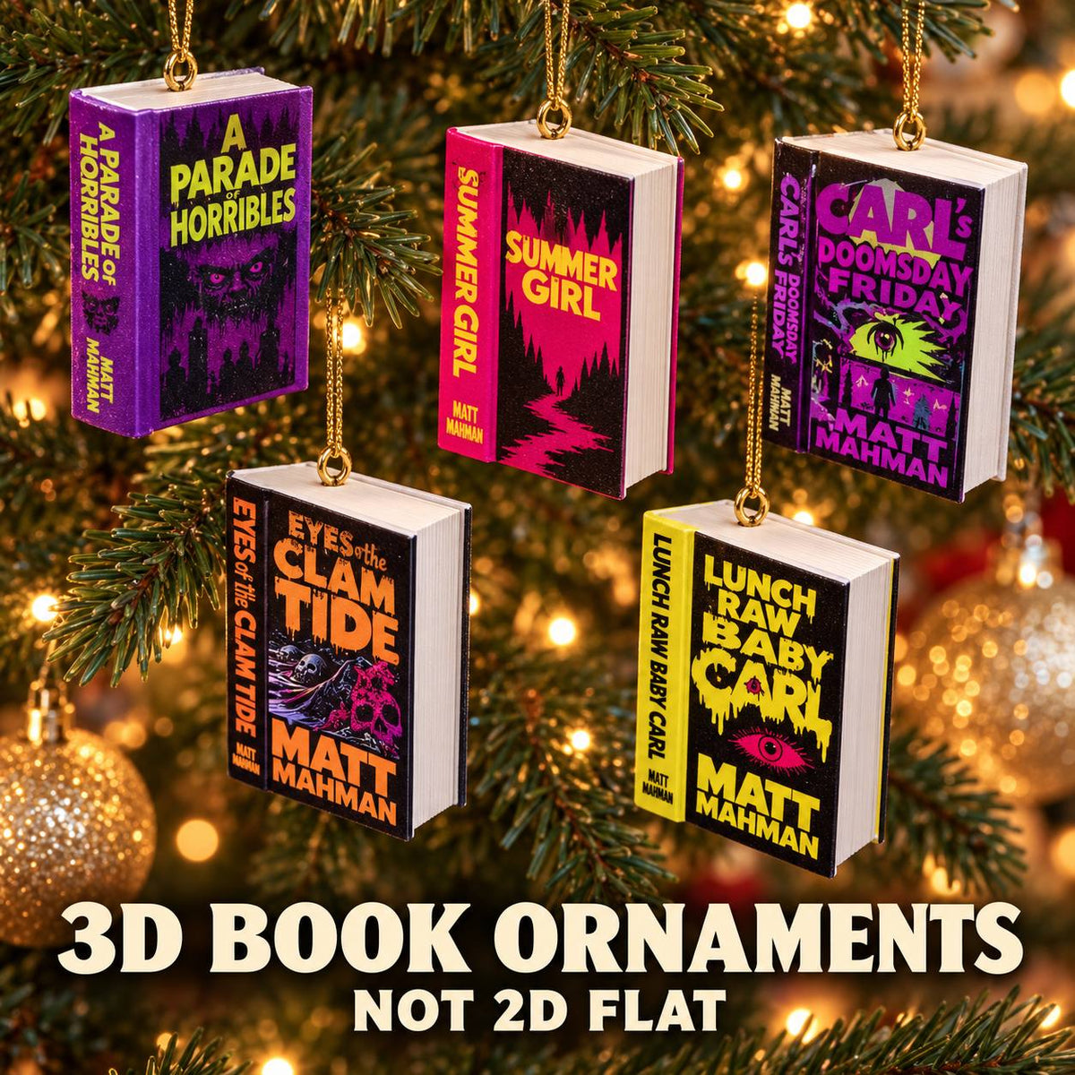 Custom 3D Book Ornament, Personalized Book Cover Christmas Decoration, Solid Plastic Miniature Book, Gift for Book Lovers