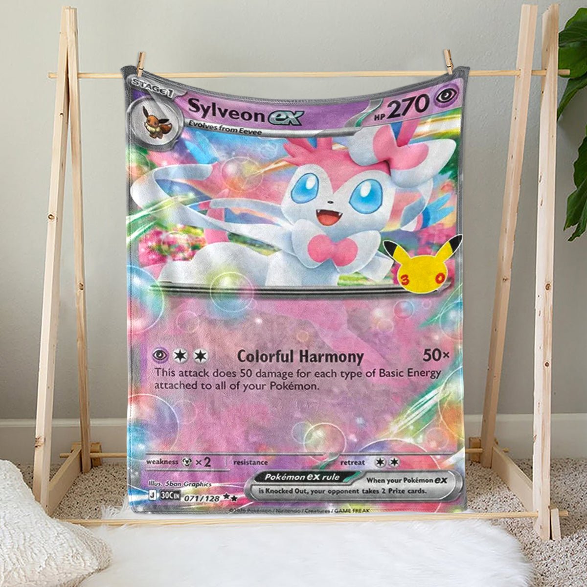 PKM 30th Anniversary Sylveon Custom Fleece Blanket