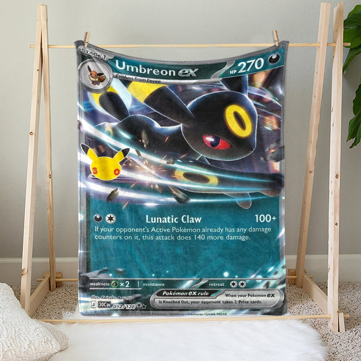 PKM 30th Anniversary Umbreon Custom Fleece Blanket