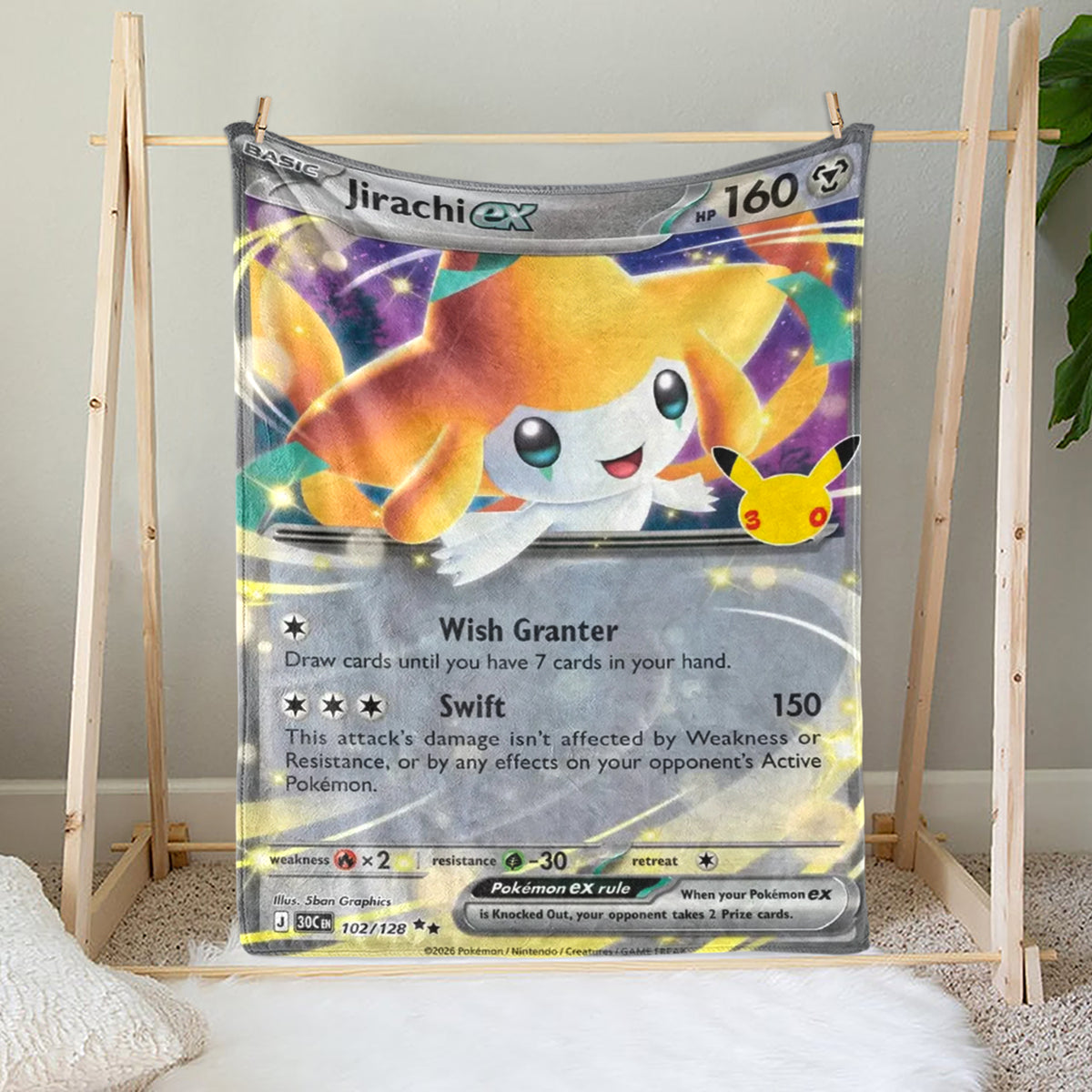 PKM 30th Anniversary Jirachi Custom Fleece Blanket