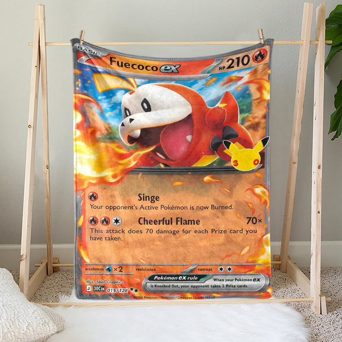 PKM 30th Anniversary Fuecoco EX Custom Fleece Blanket