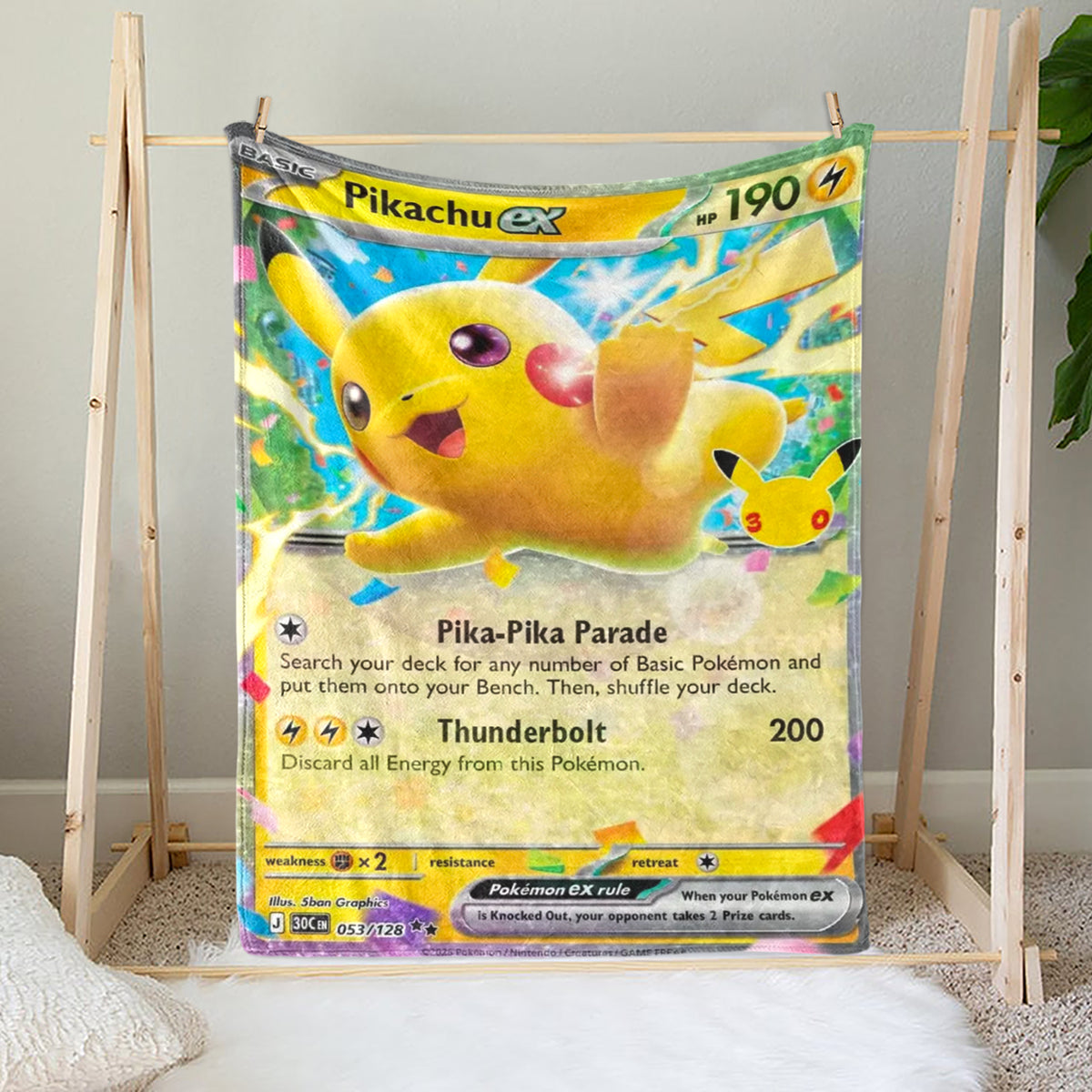 PKM 30th Anniversary Pikachu Custom Fleece Blanket