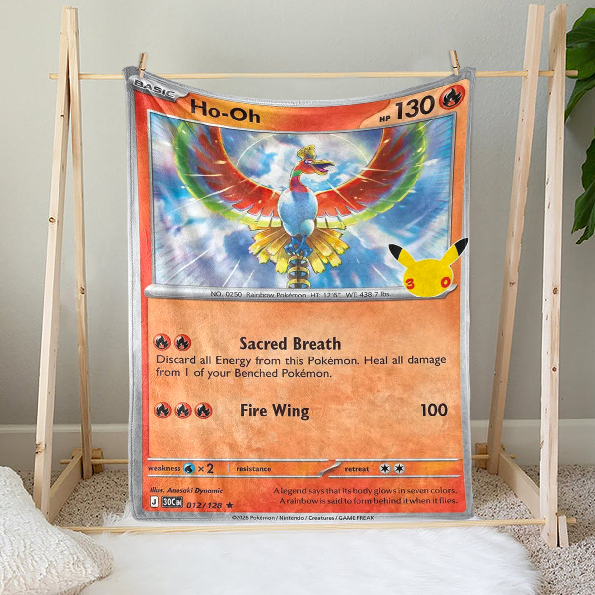 PKM 30th Anniversary Ho-oh Custom Fleece Blanket