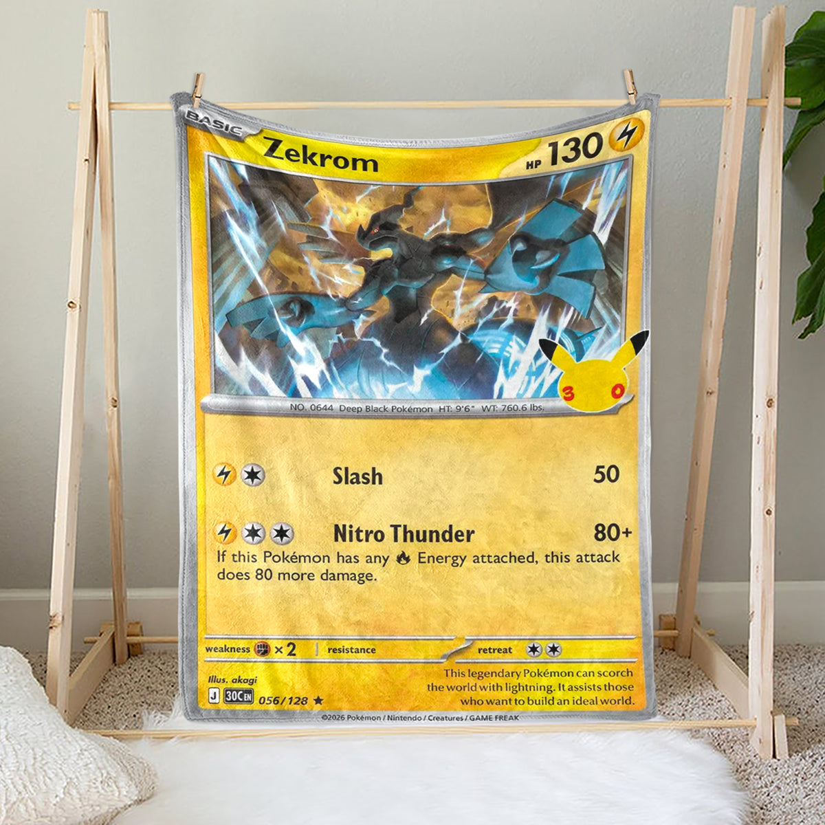 PKM 30th Anniversary Zekrom Custom Fleece Blanket