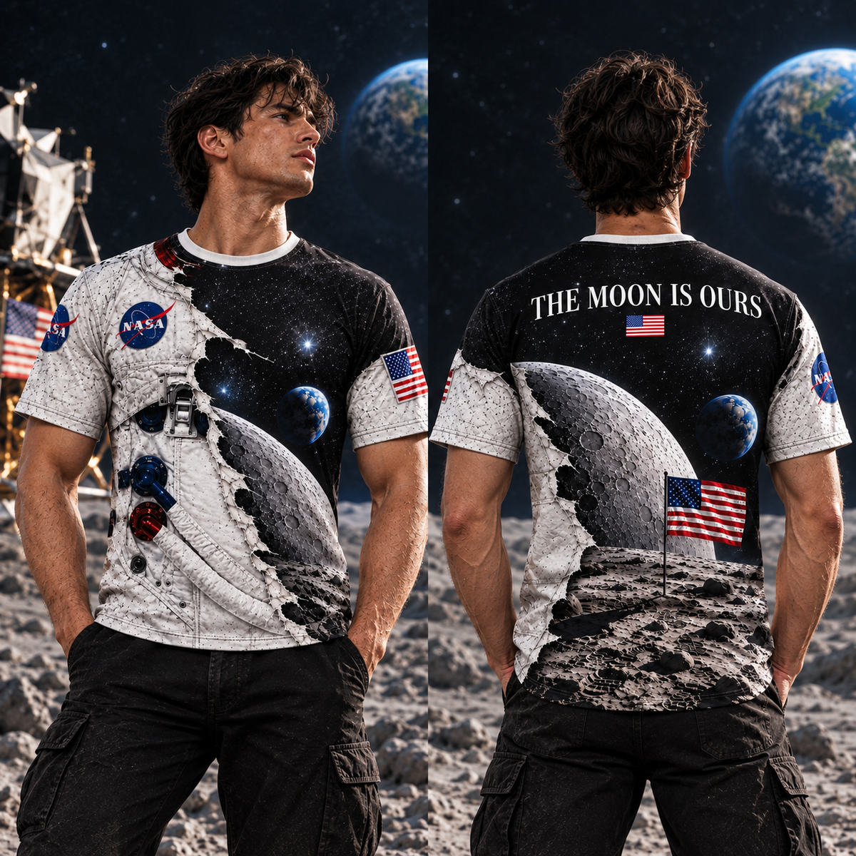 The Moon Is Ours AOP T-Shirt Sweatshirt Hoodie