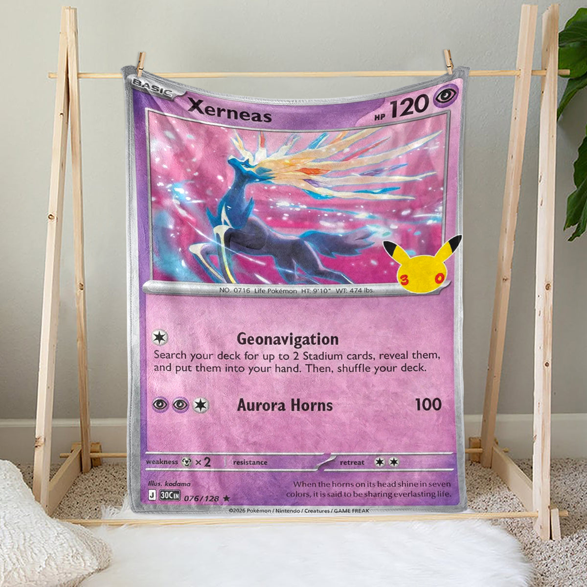PKM 30th Anniversary Xerneas Custom Fleece Blanket