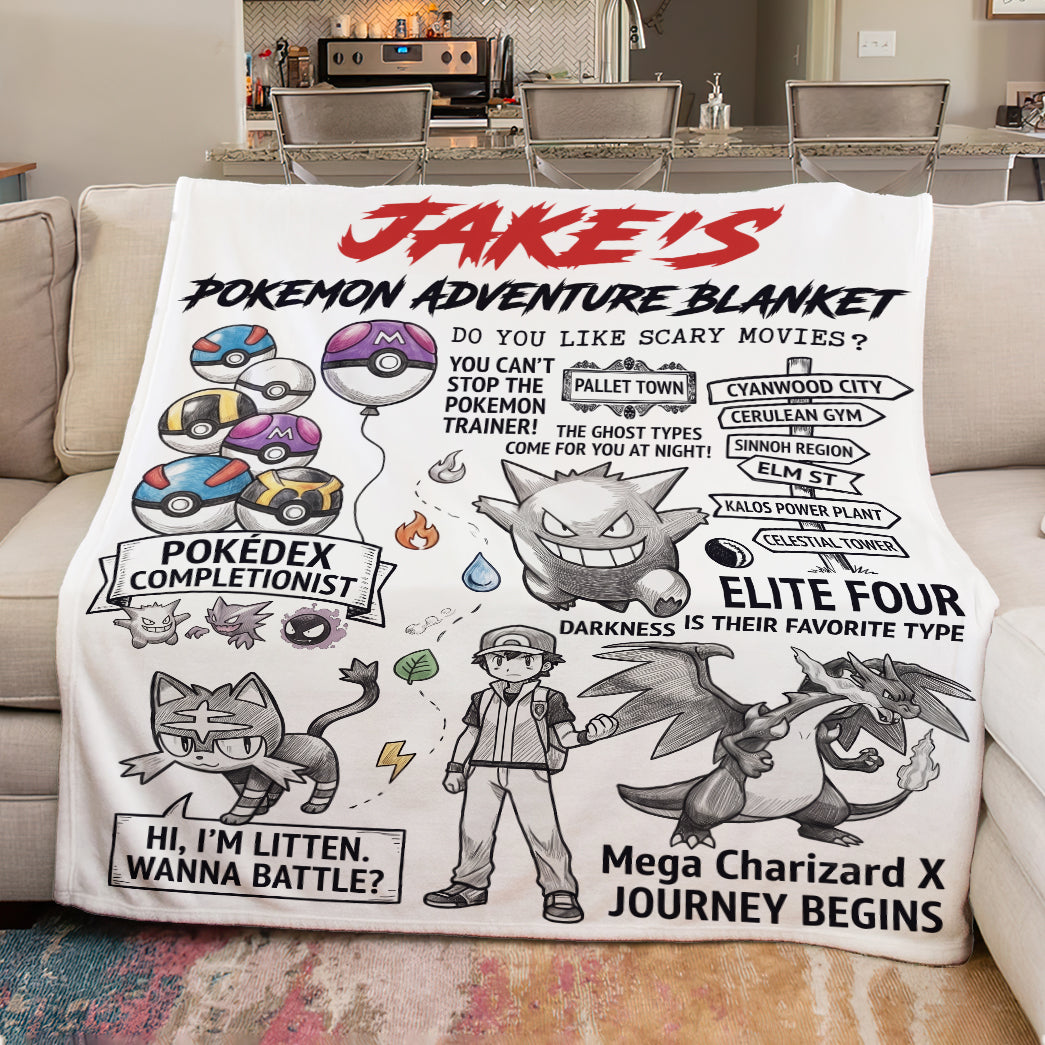 Personalized PKM Adventure Fleece Blanket