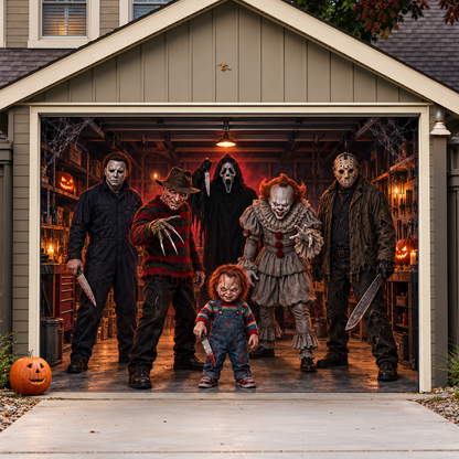 Halloween Horror Movie Garage Door Cover