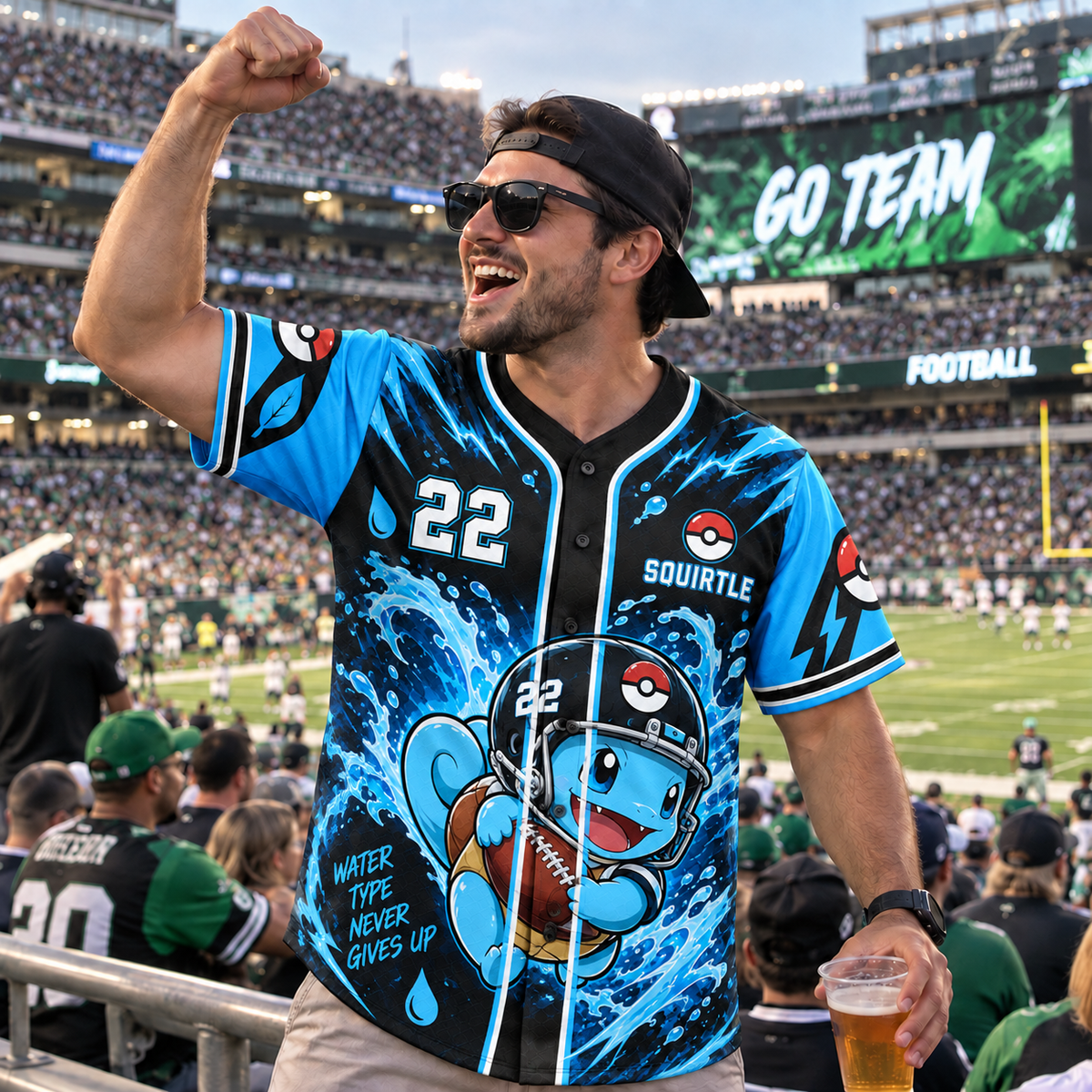 Personalized PKM Squirle Football Jersey – Custom Number & Name