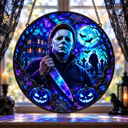 Halloween Neon Michael Myers Glass Suncatcher