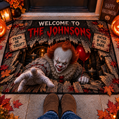 Halloween Pennywise Custom Family Name AOP Doormat