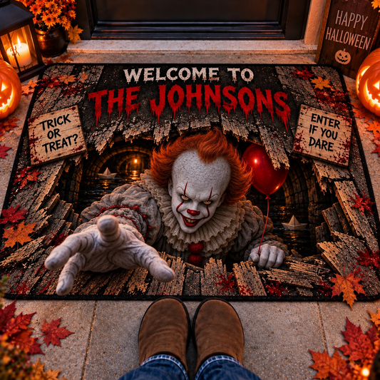 Halloween Pennywise Custom Family Name AOP Doormat