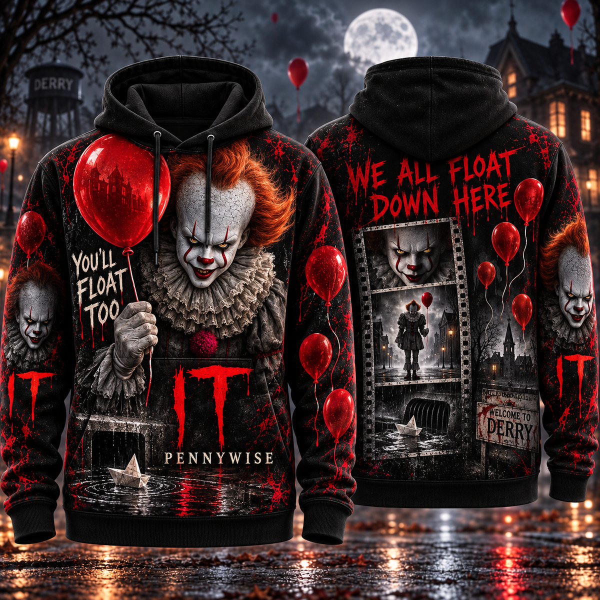 Halloween Pennywise AOP T-Shirt Sweatshirt Hoodie
