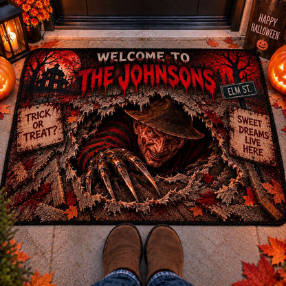 Halloween Freddy Custom Family Name AOP Doormat