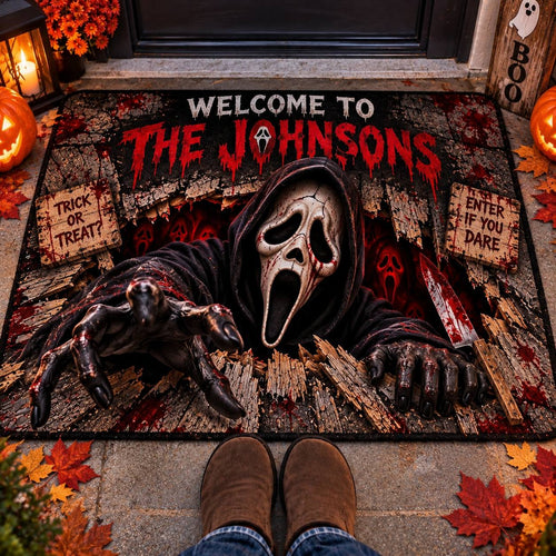 Halloween Scream Custom Family Name AOP Doormat