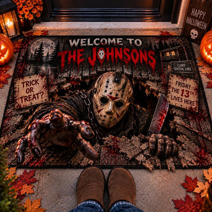 Halloween Jason Custom Family Name AOP Doormat