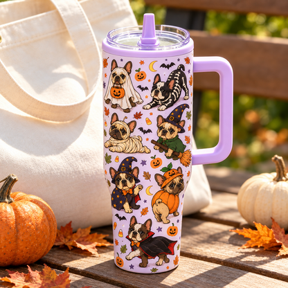 Halloween Custom Dog Breed Spooky Season 40oz Suction Cup Tumbler