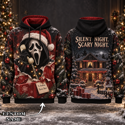 Personalized Your Name Christmas Scream AOP T-Shirt Sweatshirt Hoodie