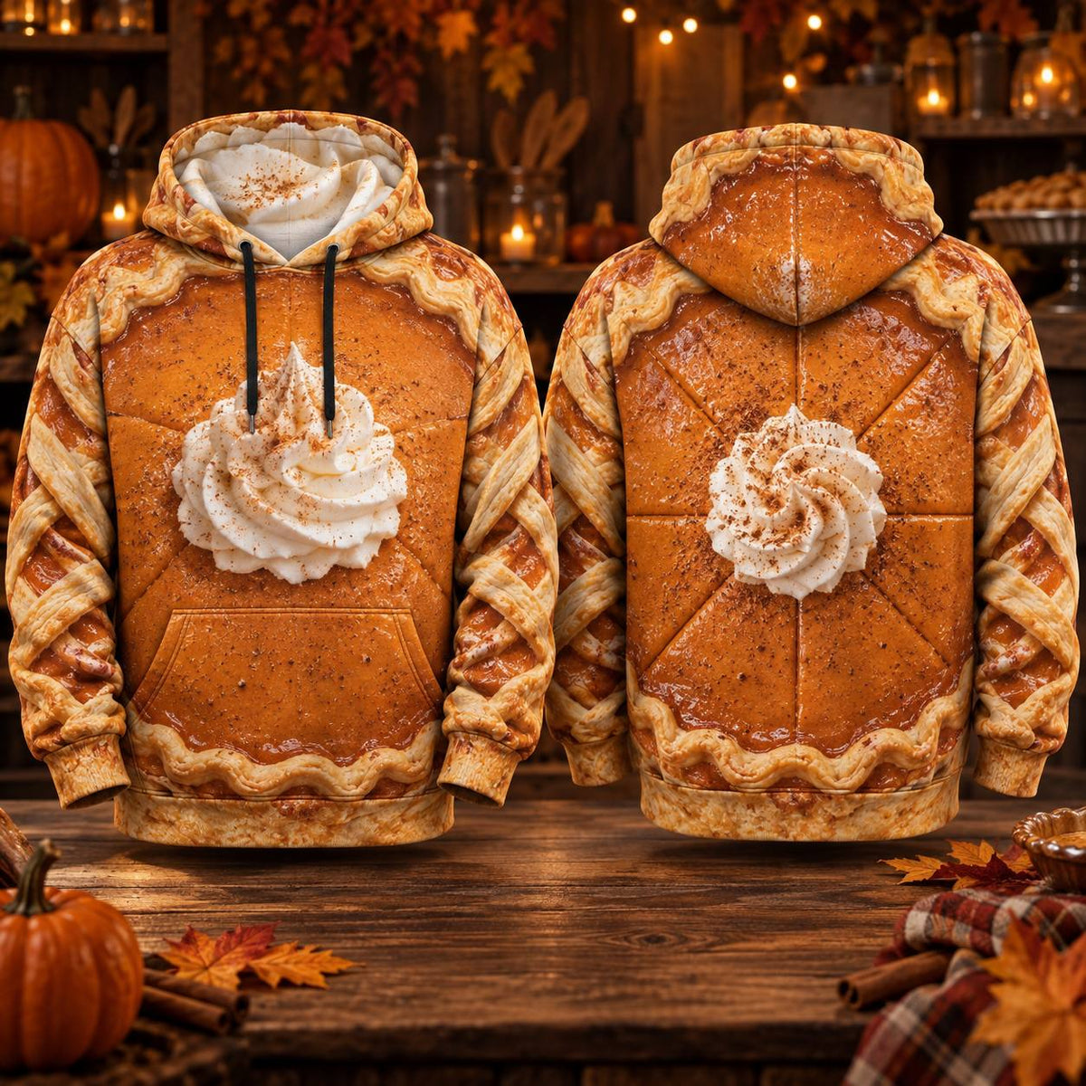 Pumpkin Pie 3D Illusion AOP T-Shirt Sweatshirt Hoodie