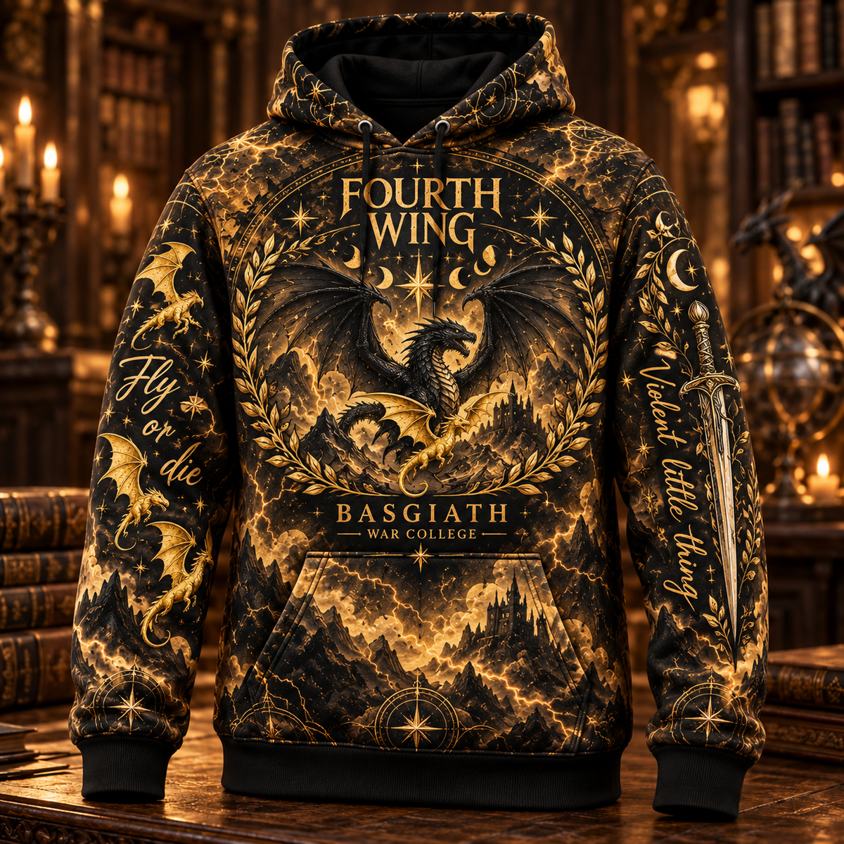 Fourth Wing AOP T-Shirt Sweatshirt Hoodie