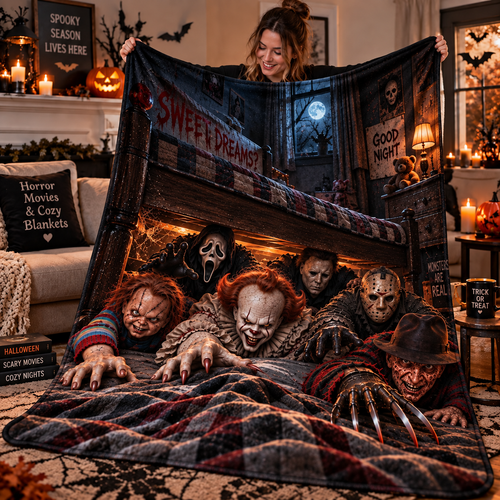 Halloween Horror Movie Characters Custom Fleece Blanket