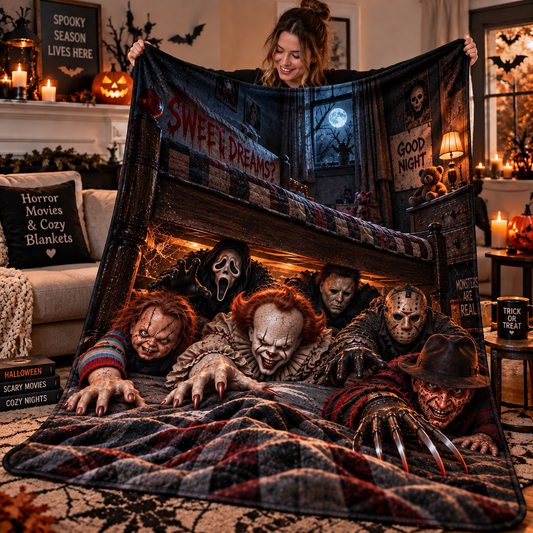 Halloween Horror Movie Characters Custom Fleece Blanket