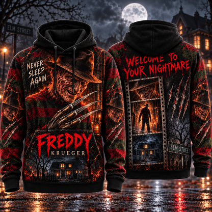 Halloween Freddy AOP T-Shirt Sweatshirt Hoodie