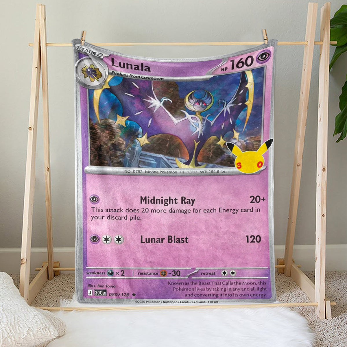 PKM 30th Anniversary Lunala Custom Fleece Blanket
