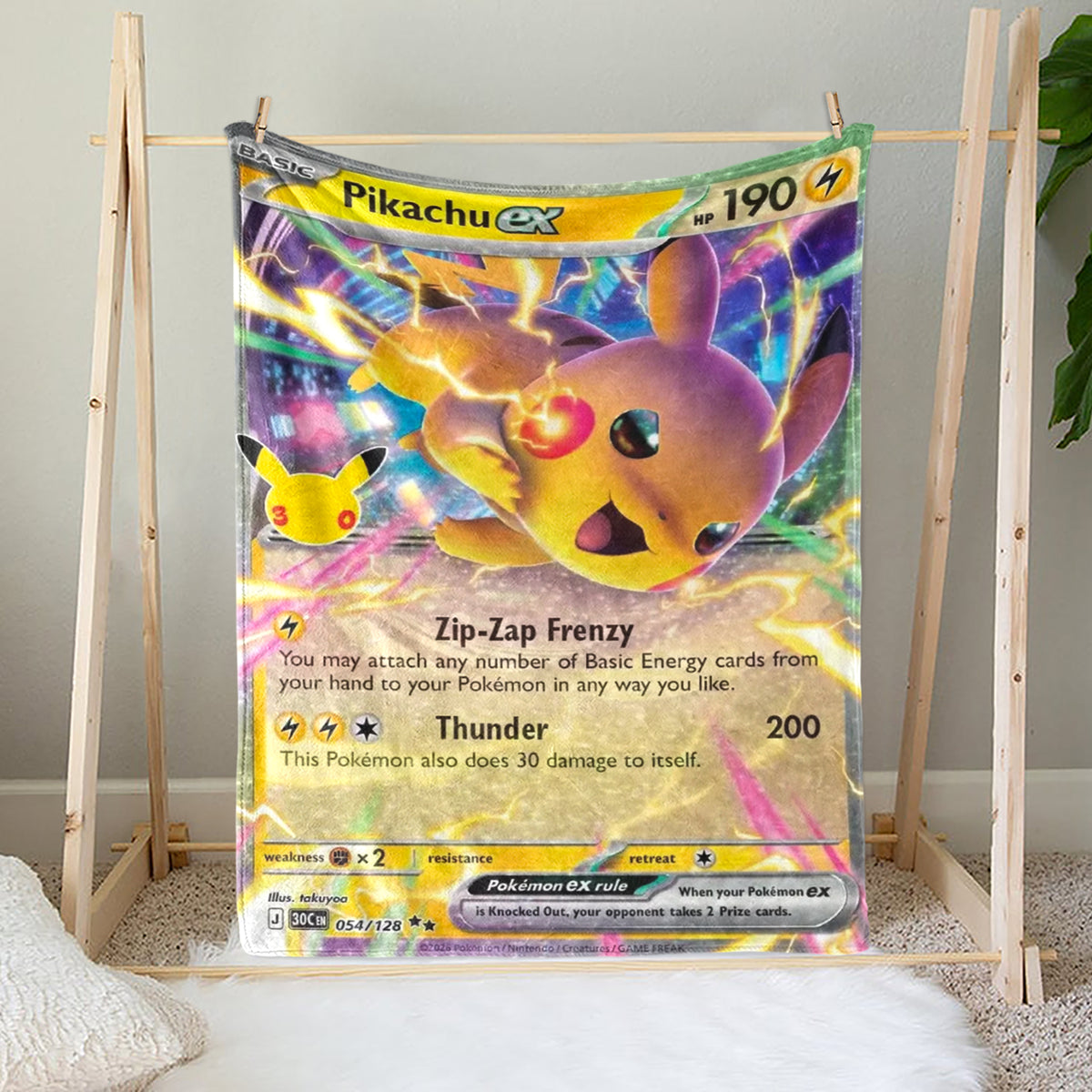 PKM 30th Anniversary Pikachu Custom Fleece Blanket