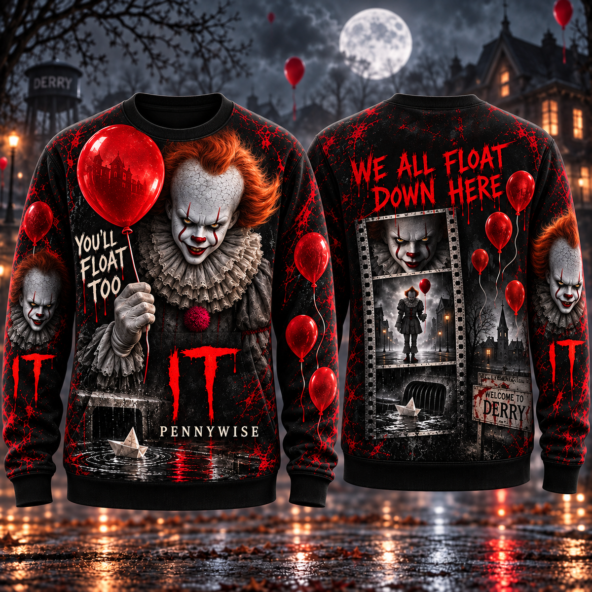 Halloween Pennywise AOP T-Shirt Sweatshirt Hoodie