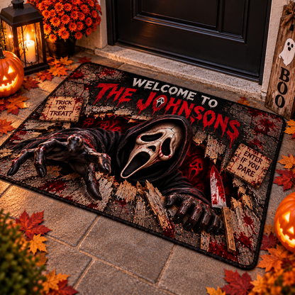 Halloween Scream Custom Family Name AOP Doormat