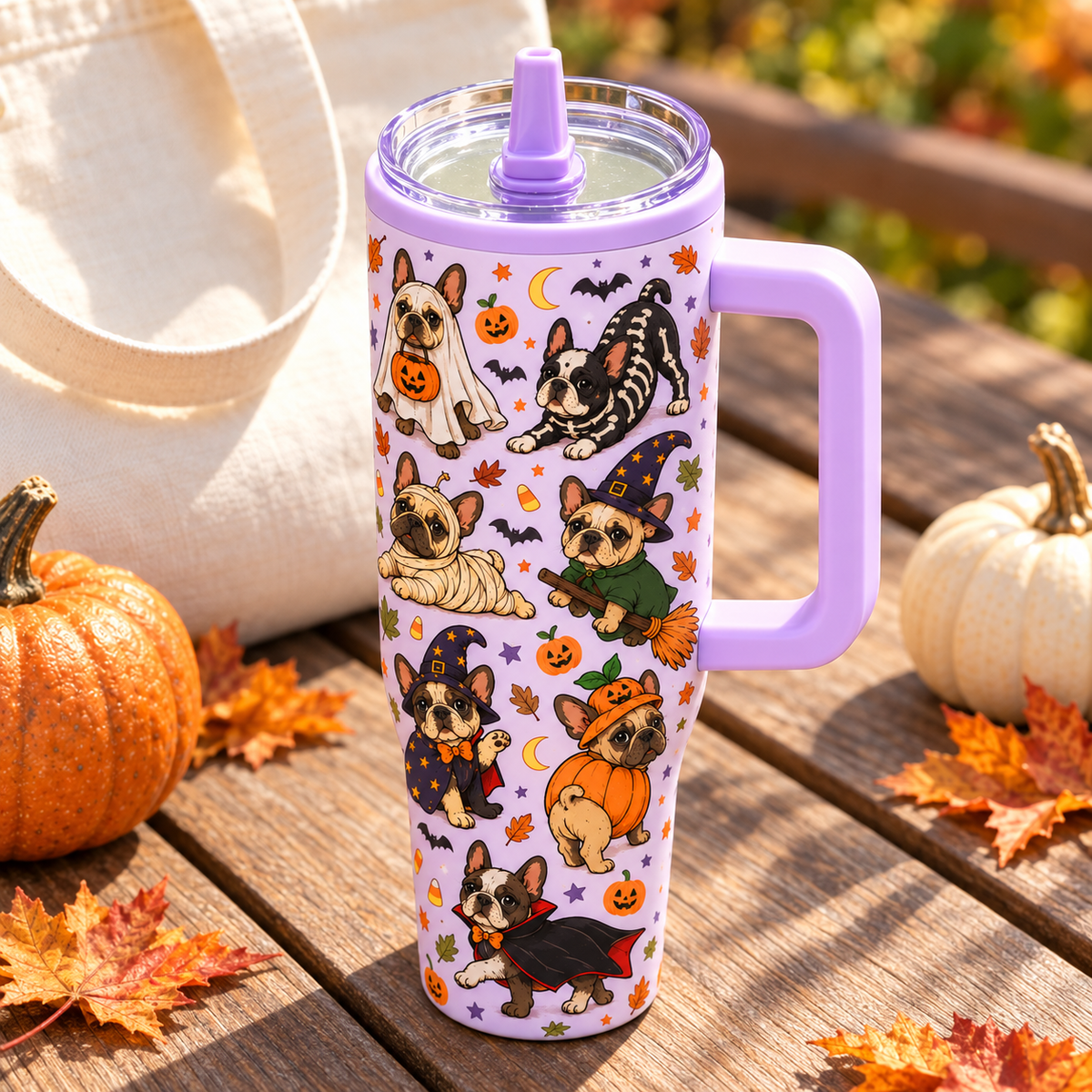 Halloween Custom Dog Breed Spooky Season 40oz Suction Cup Tumbler