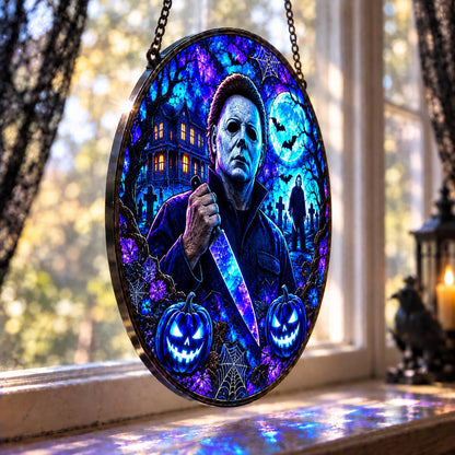 Halloween Neon Michael Myers Glass Suncatcher