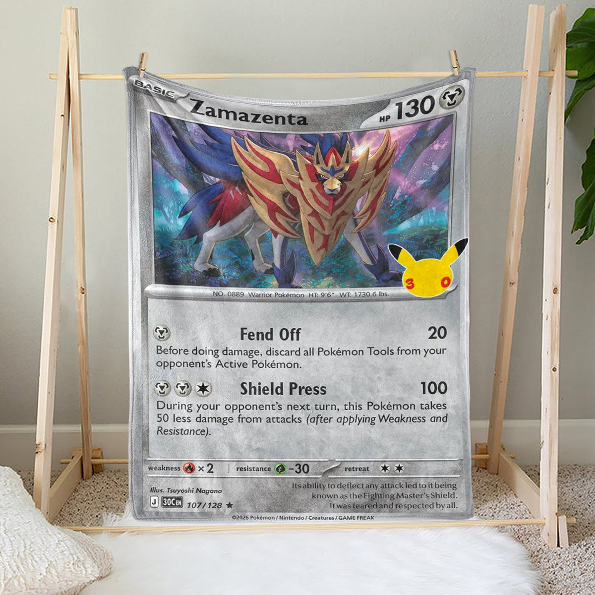 PKM 30th Anniversary Zamazenta Custom Fleece Blanket