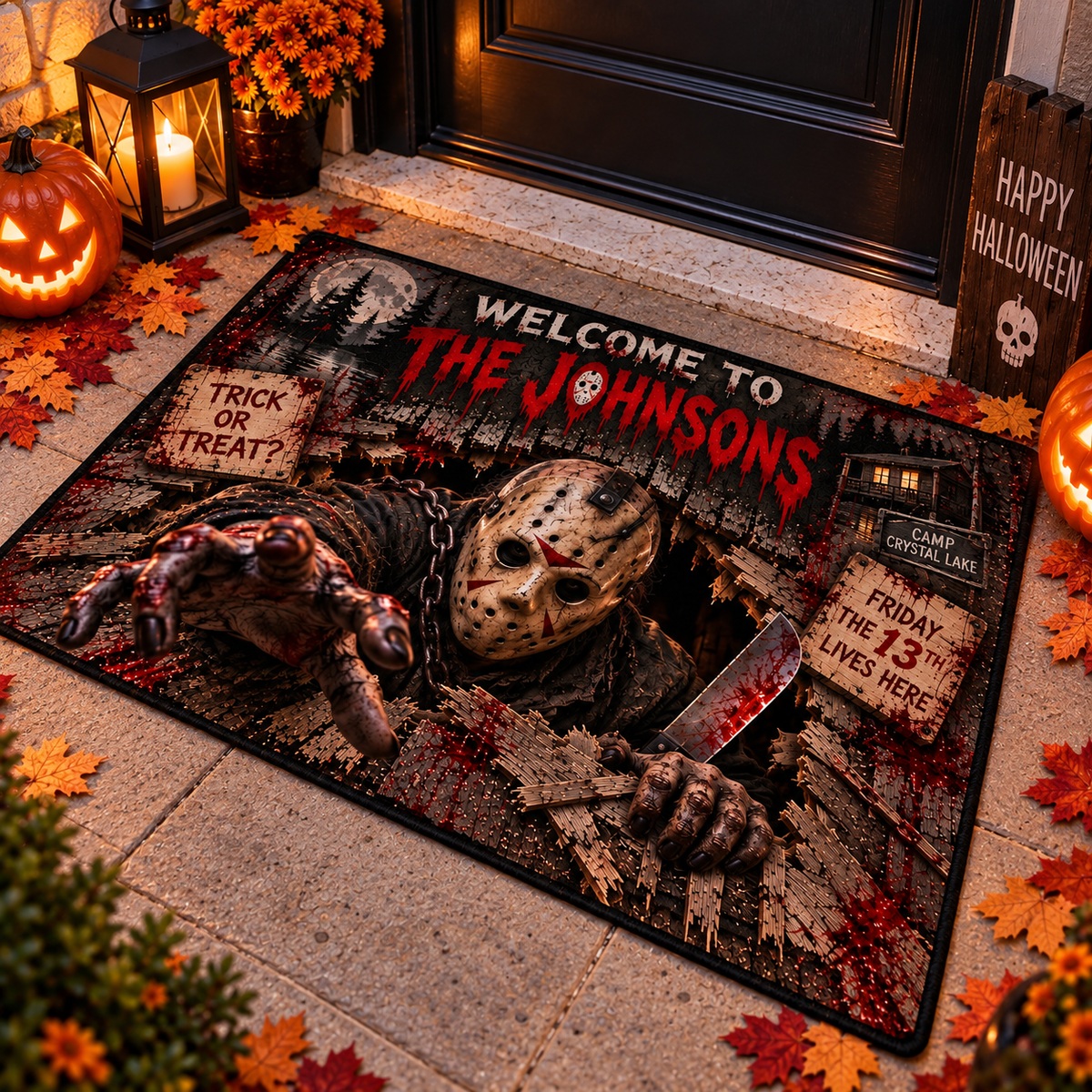 Halloween Jason Custom Family Name AOP Doormat