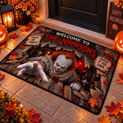 Halloween Pennywise Custom Family Name AOP Doormat