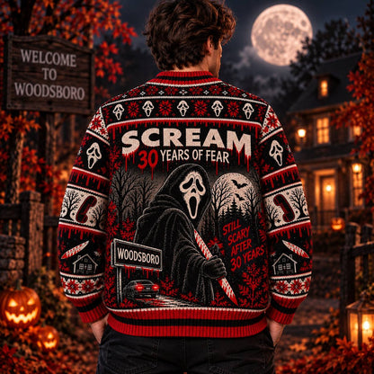 Halloween Scream 30th Anniversary Ugly Cardigan