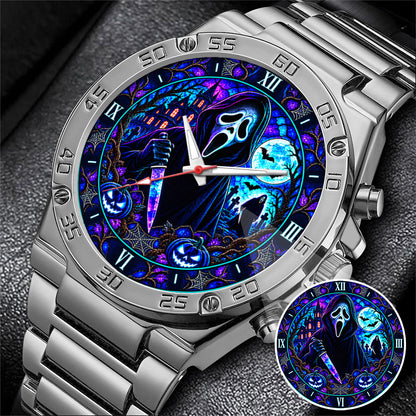 Halloween Neon Ghost Face Custom Watch