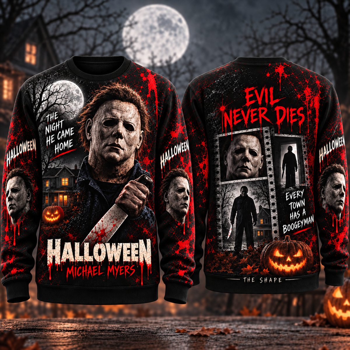Halloween Michael Myers AOP T-Shirt Sweatshirt Hoodie