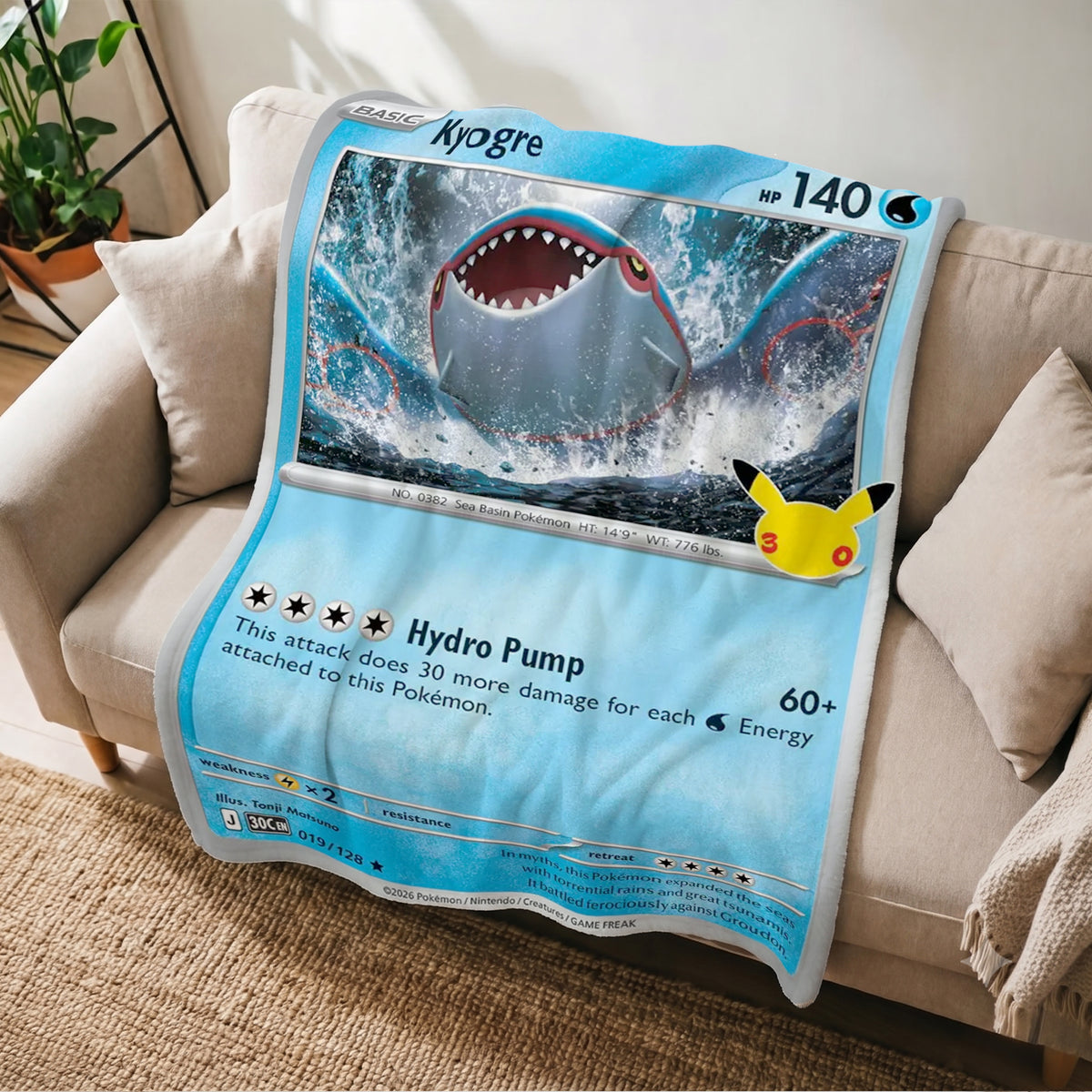PKM 30th Anniversary Kyogre Custom Fleece Blanket