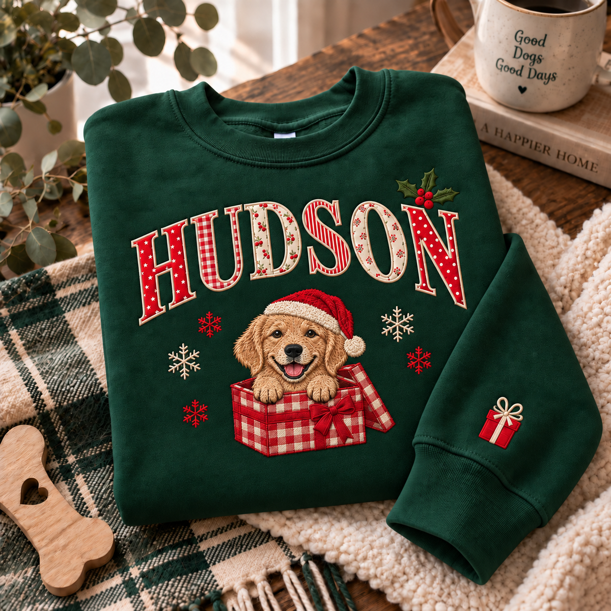 Personalized Christmas Dog Photo & Name Sweatshirt