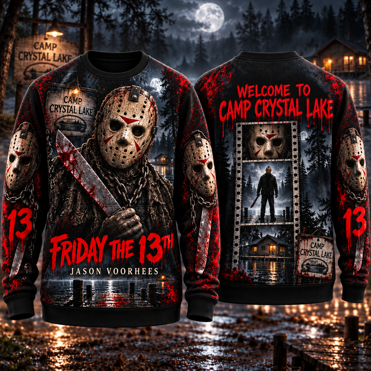 Halloween Jason AOP T-Shirt Sweatshirt Hoodie