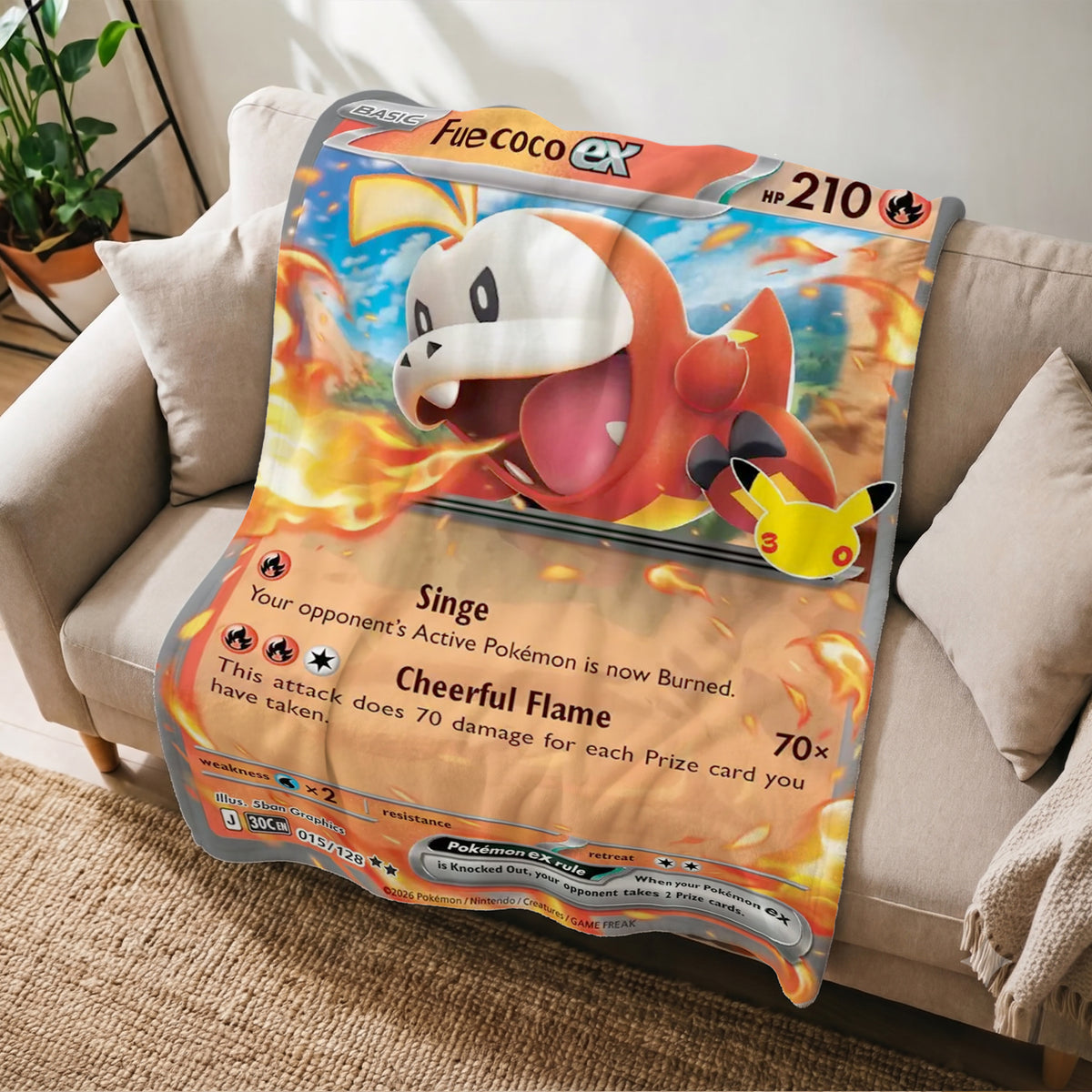 PKM 30th Anniversary Fuecoco EX Custom Fleece Blanket