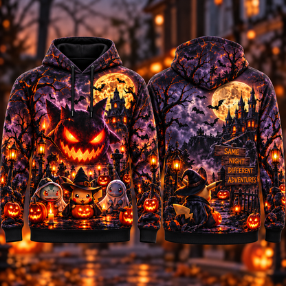 Halloween PKM Same Night Different Adventures AOP T-Shirt Sweatshirt Hoodie