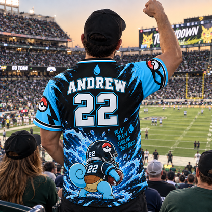 Personalized PKM Squirle Football Jersey – Custom Number & Name