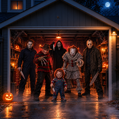 Halloween Horror Movie Garage Door Cover