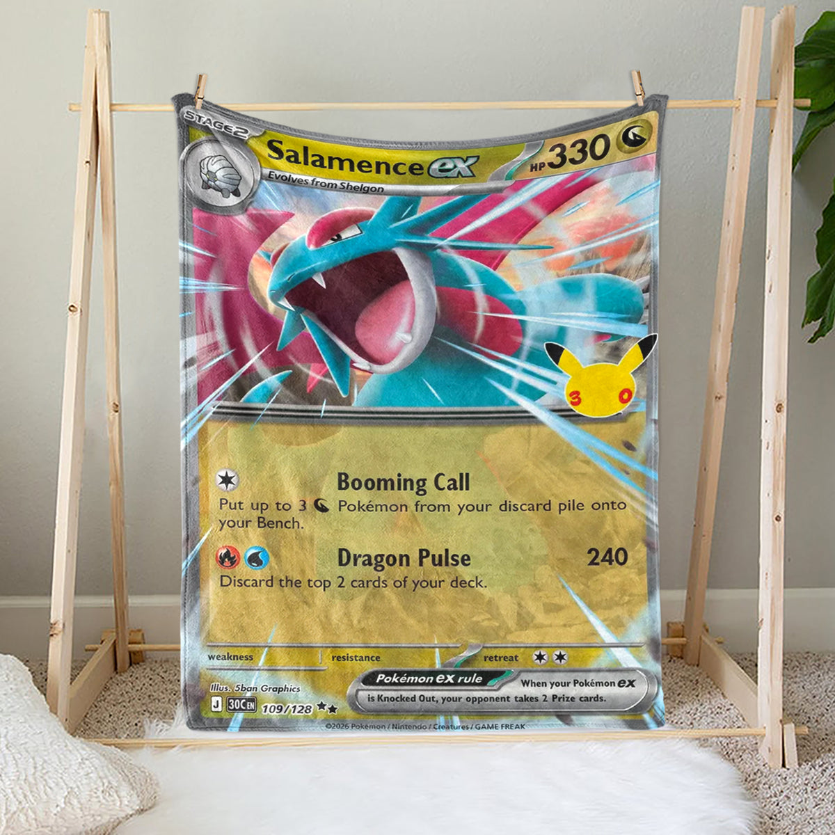 PKM 30th Anniversary Salamence Custom Fleece Blanket