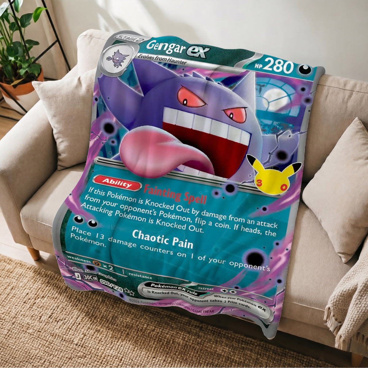 PKM 30th Anniversary Gengar Custom Fleece Blanket