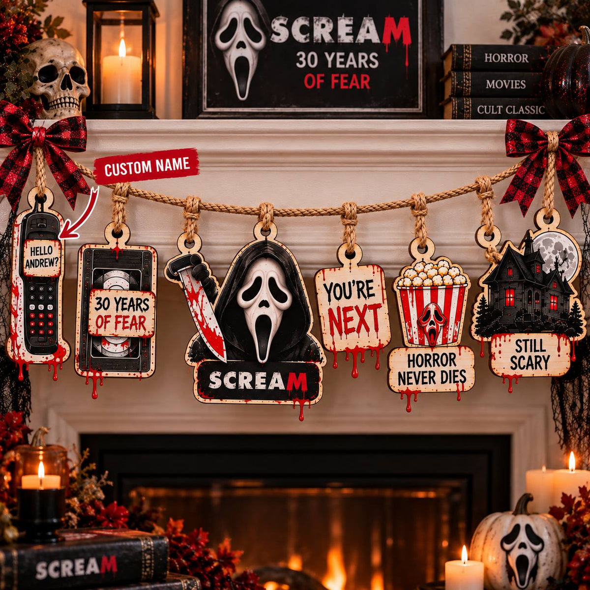 Halloween Scream 30th Anniversary Wooden Garland