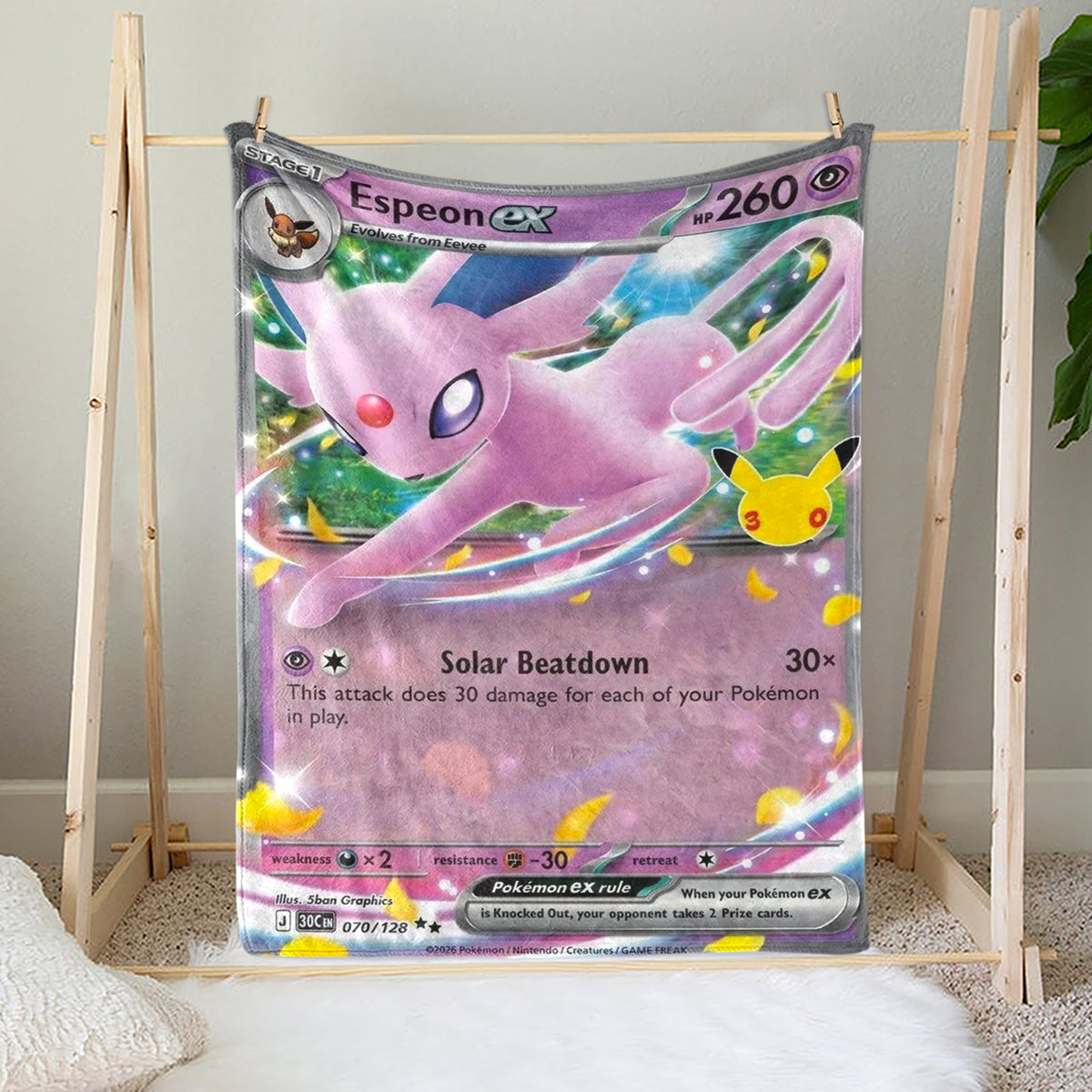 PKM 30th Anniversary Espeon Custom Fleece Blanket